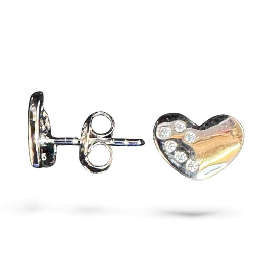 Sterling Silver Stud Earring Heart Shape CZ Stone ECZ9912