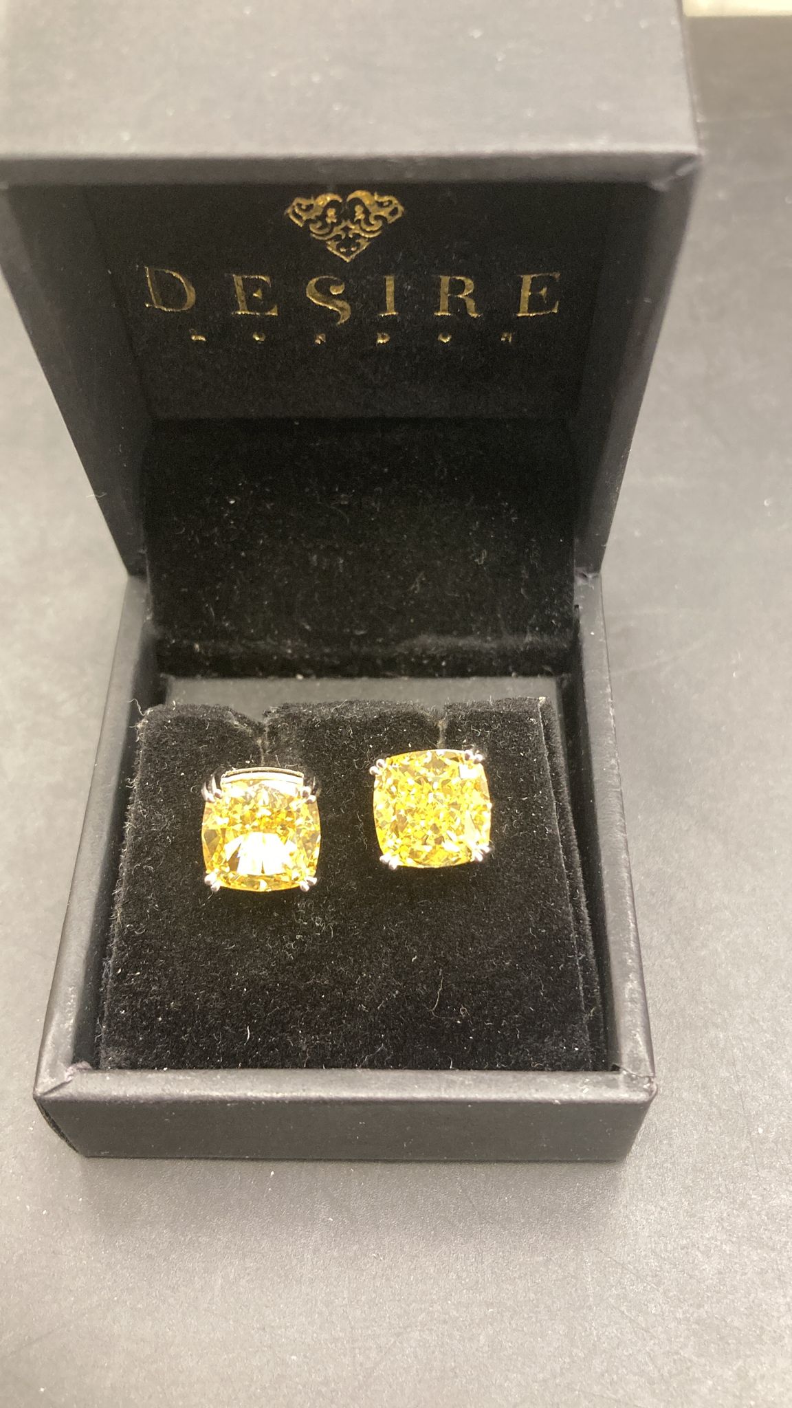 Sterling Silver Cz Cushion-Cut Stud ECZA806 in elegant box, featuring cushion-cut cz stud earrings.