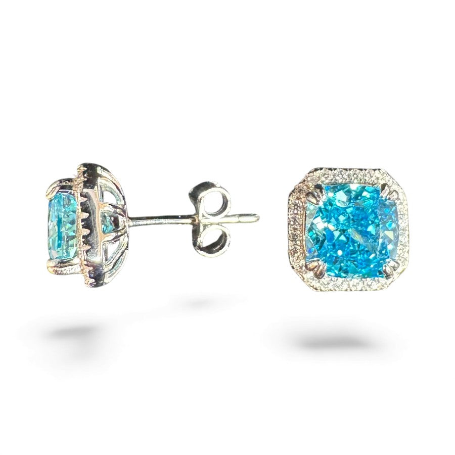 Sterling Silver Stud Earring CZ Stone ECZA808