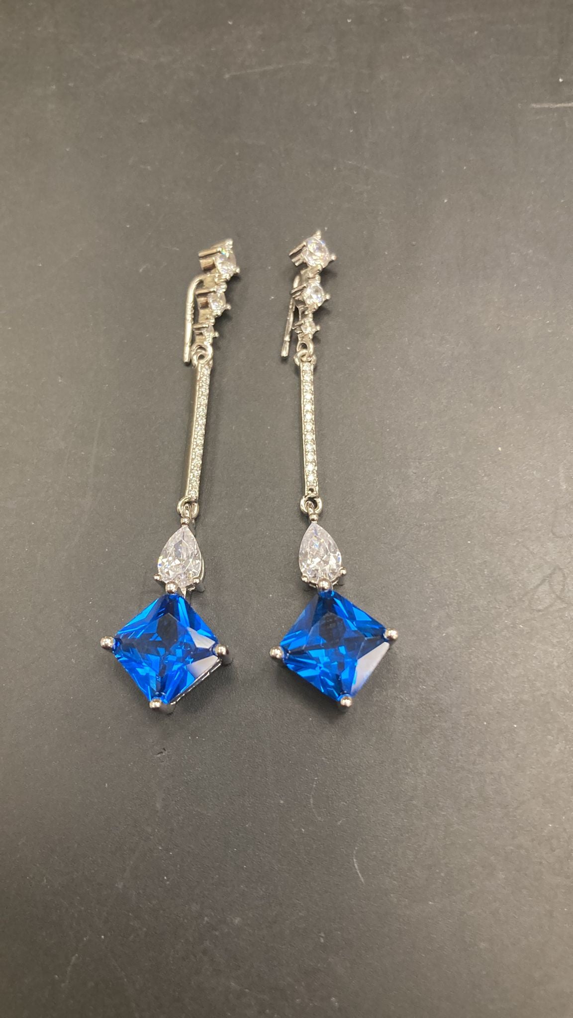 Sterling Silver Cz Dangle Drop Earrings ECZA811
