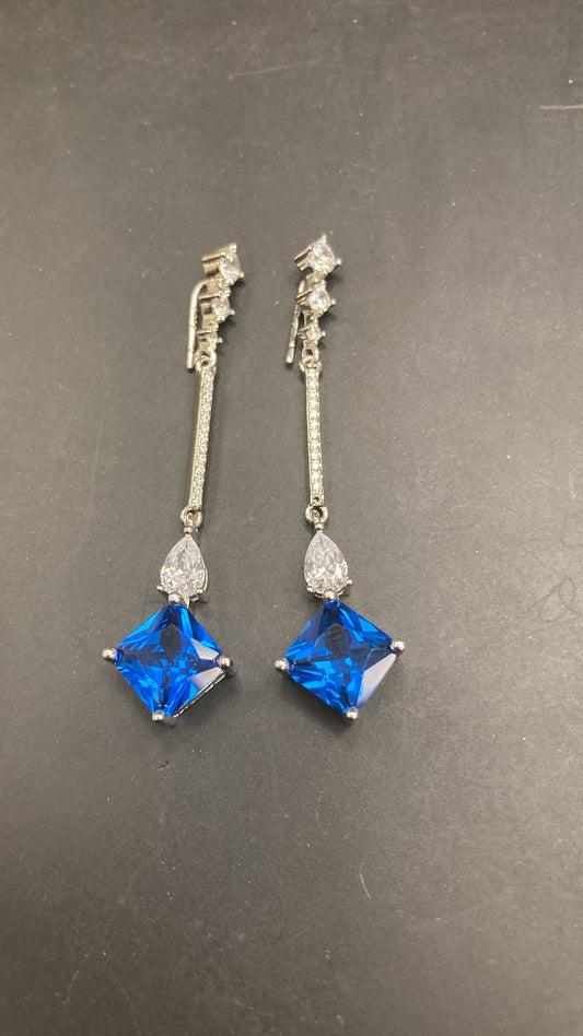 Sterling Silver Cz Dangle Drop Earrings ECZA811