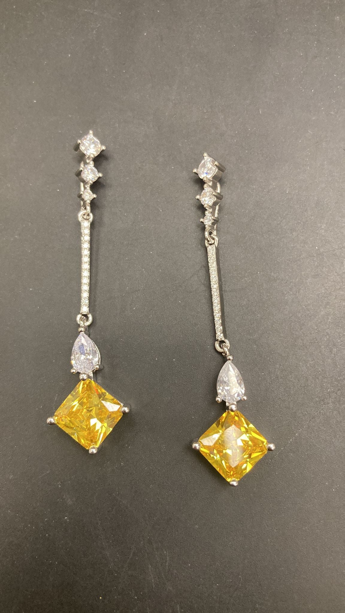 Sterling Silver Cz Dangle Drop Earrings ECZA811