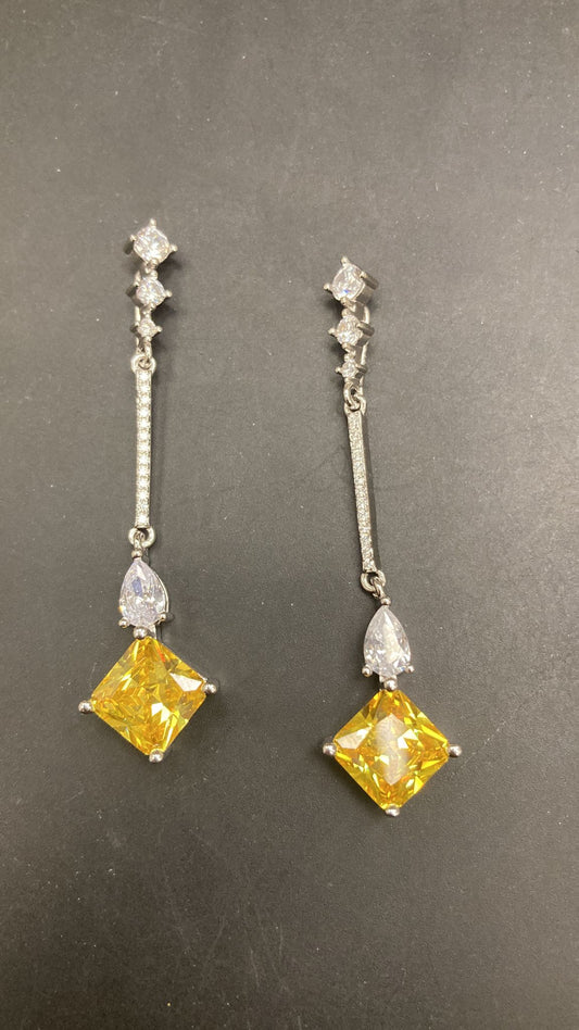 Sterling Silver Cz Dangle Drop Earrings ECZA811