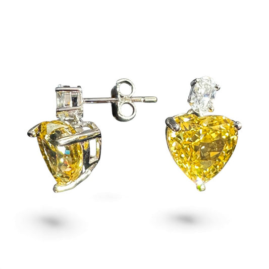 Sterling Silver Stud Earring Heart Shape CZ Stone ECZA815