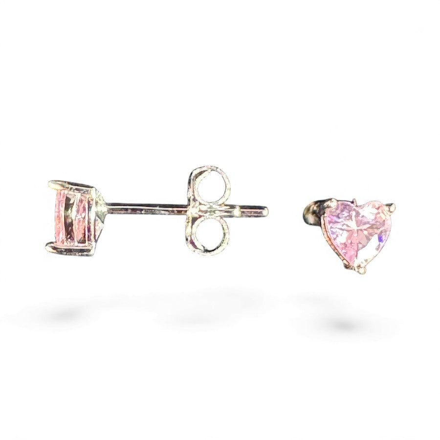 Sterling Silver Stud Earring Heart Shape CZ Stone ECZA816