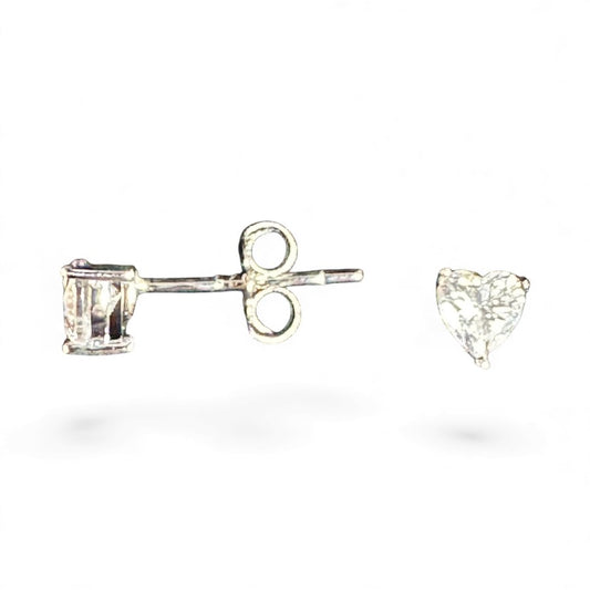 Sterling Silver Stud Earring Heart Shape CZ Stone ECZA816