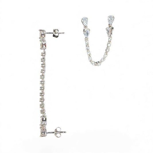 Sterling Silver Double Stud Earring CZ Stone ECZCL513