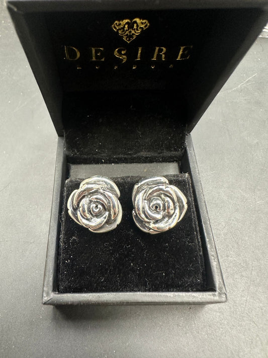 Sterling Silver Plain Rose Earring EP0002