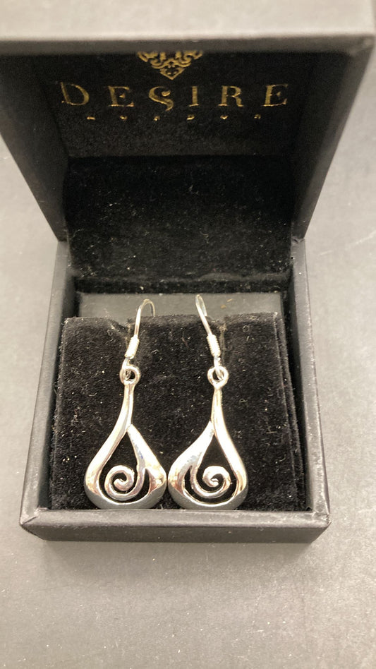 Sterling Silver Plain Celtic Spiral Drop Earrings EP0004