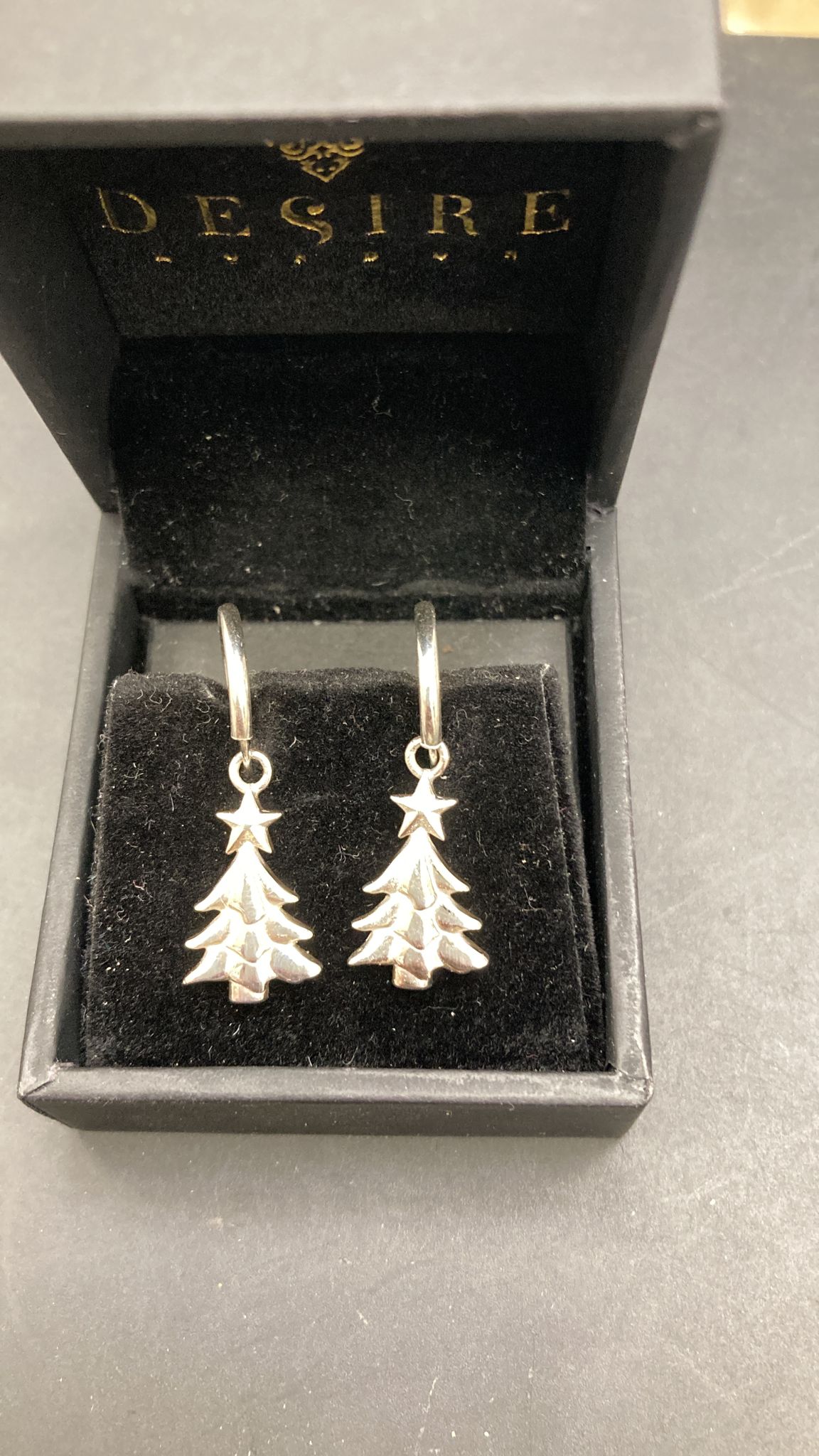 Sterling Silver Plain Christmas Tree Drop Earrings EP0005