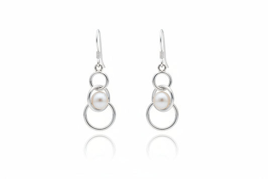 Sterling Silver Plain Drop Earrings EP010010397 featuring stylish rings in a modern design. Perfect sterling silver drop earrings.