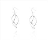 Sterling silver drop earrings featuring a twisting design, measuring 2 x 23 x 43 mm for elegant style.