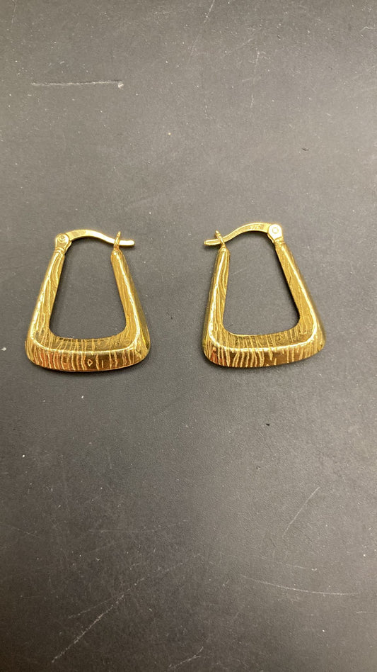 gold plated sterling silver creole earrings in a stylish square design, perfect for everyday wear.