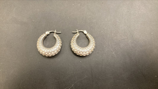 Sterling Silver Creole Hoop Earrings EP10016 displayed on a black background.