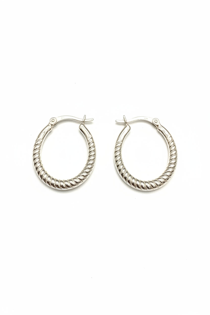 Sterling Silver Hoops Earrings EP100160 showcasing stunning sterling silver hoop earrings with a twisted design.