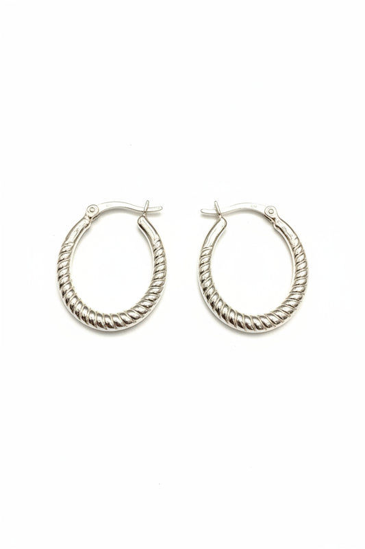 Sterling Silver Hoops Earrings EP100160 showcasing stunning sterling silver hoop earrings with a twisted design.