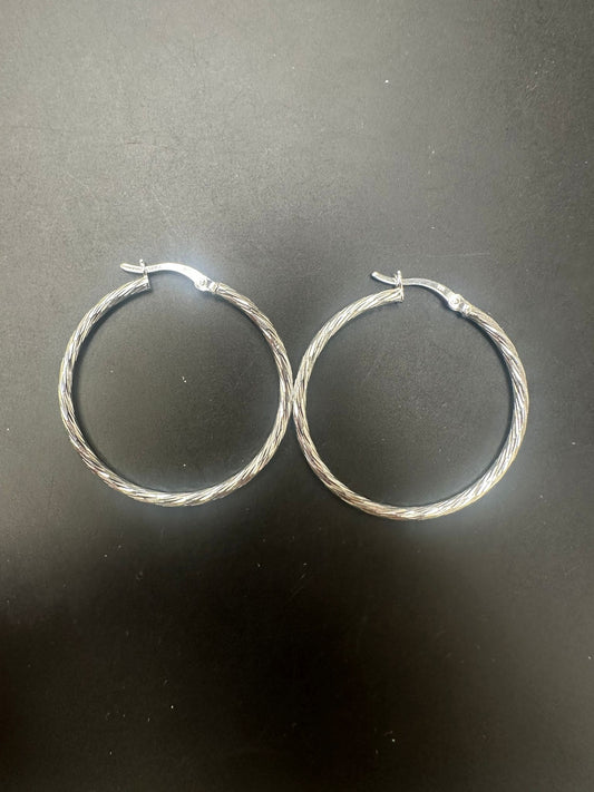 Sterling Silver Round Hoop Earring Plain EP10237