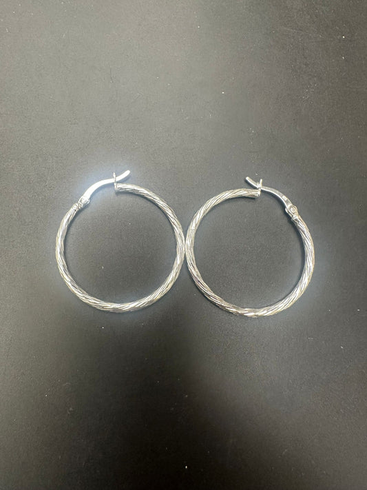 Sterling Silver Round Hoop Earring Plain EP10238