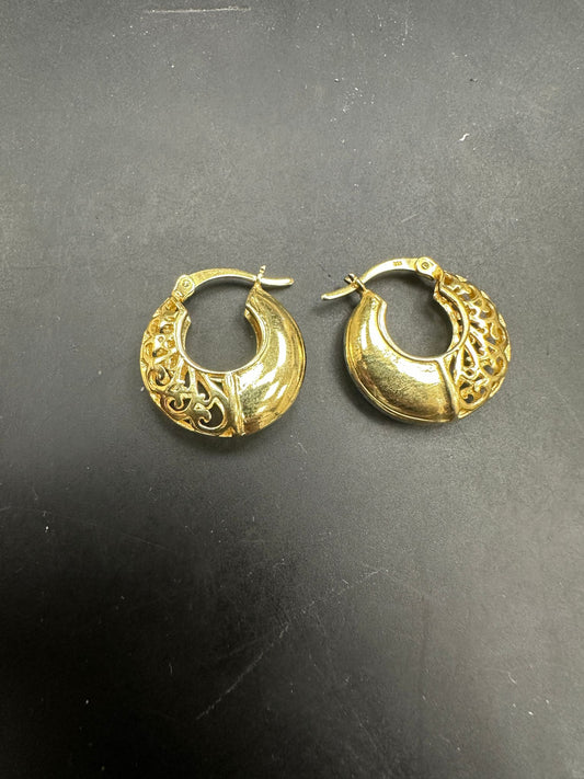 Sterling Silver Patterned Hoop Earrings EP10245 displaying intricate design and elegance, perfect for any occasion.