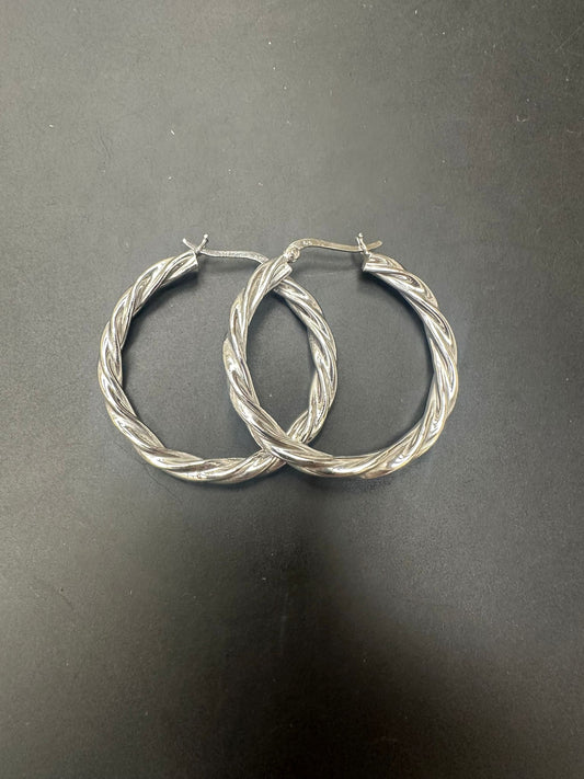 Sterling Silver Round Hoop Earring Plain EP117059