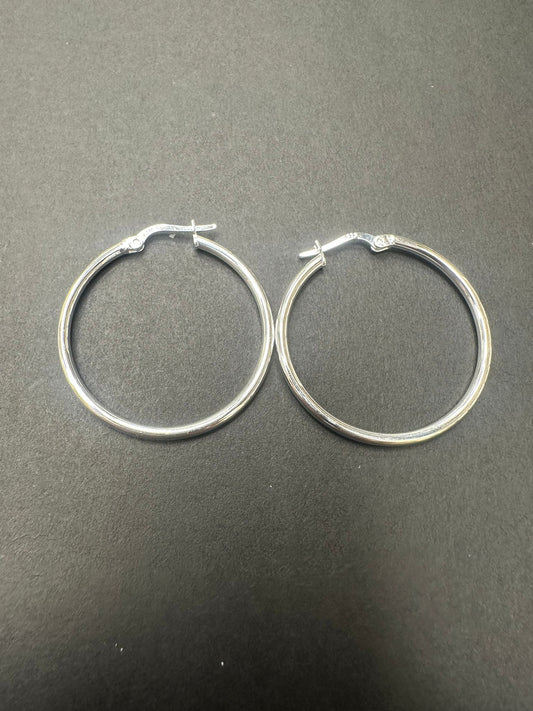 Sterling Silver Round Hoop Earring Plain EP313