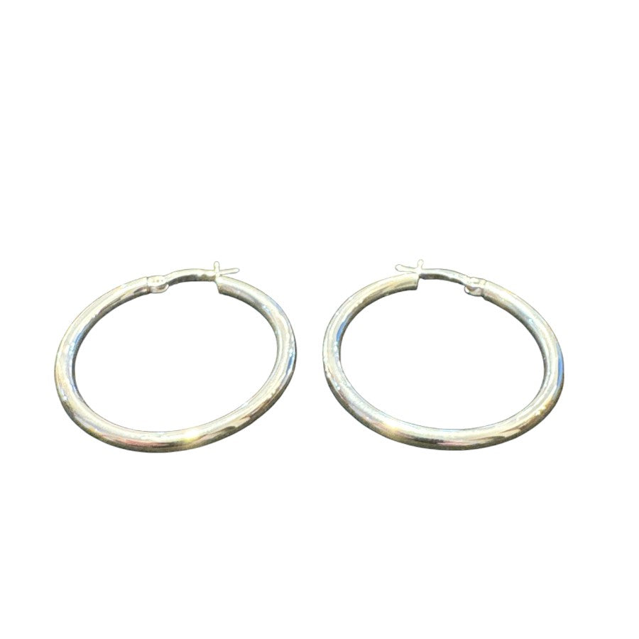 Sterling Silver Round Hoop Earring Plain EP313