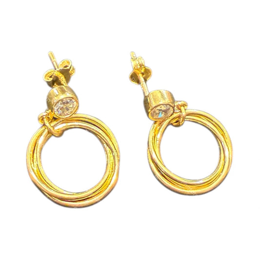 Sterling Silver Round Earring Gold Plated EP3342