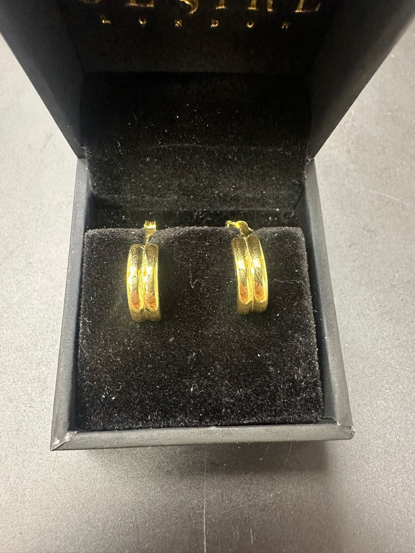 Sterling Silver Half Round Earring Gold Plated EP3363