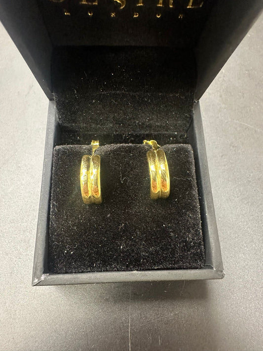 Sterling Silver Half Round Earring Gold Plated EP3363