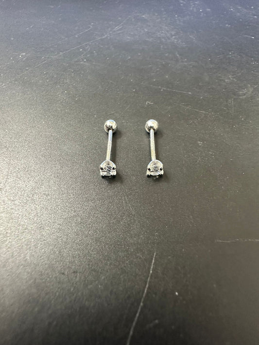 Sterling Silver Stud Earring Screw Back CZ Stone EP4301