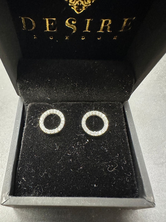 Sterling Silver Cz Open Circle Stud Earring EP913