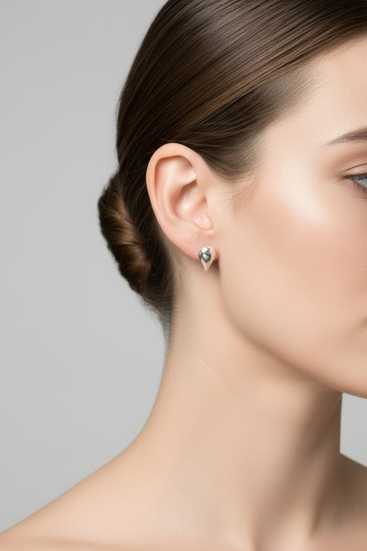 Sterling Silver Stud Earring Plain Pear Shape EP914