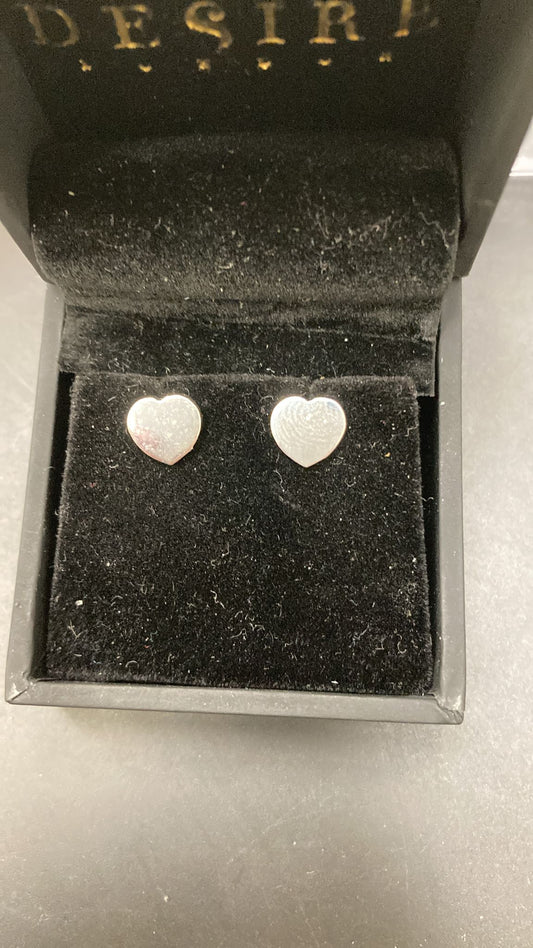 Sterling Silver Stud Earring Plain Heart Shape EP918