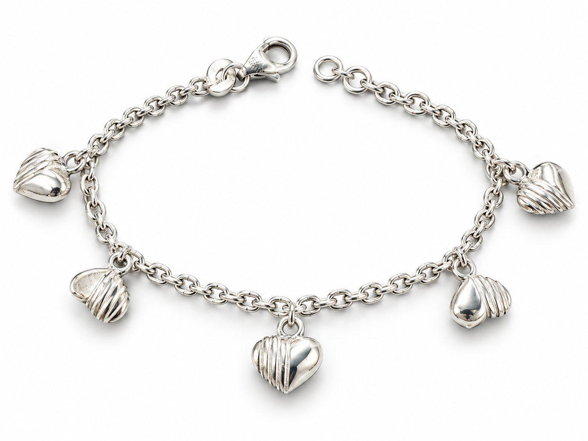 Sterling Silver 5.5"-6" Heart Charm Bracelet BCZ248451