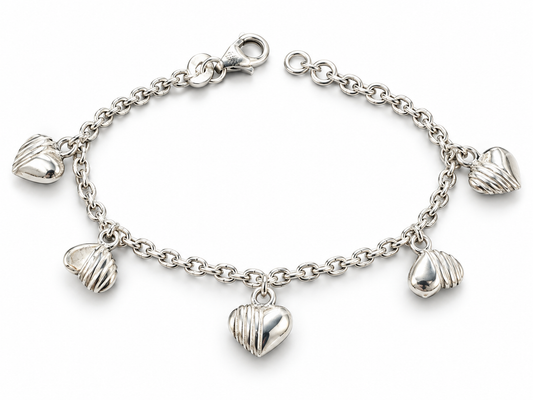 Sterling Silver 5.5"-6" Heart Charm Bracelet BCZ248451