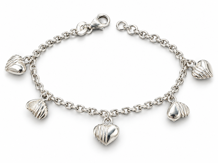 Sterling Silver 5.5"-6" Heart Charm Bracelet BCZ248451