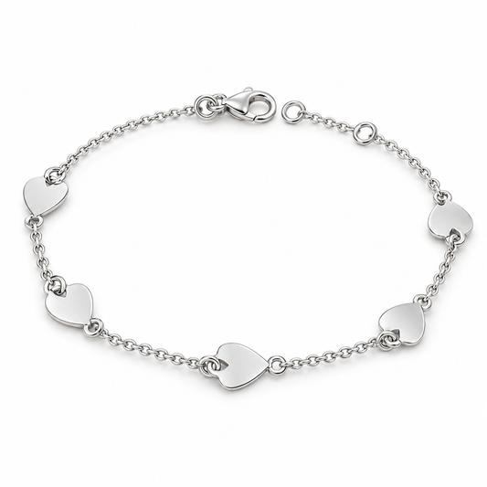 Sterling Silver 6.5"-7" Heart Bracelet BCZ247647