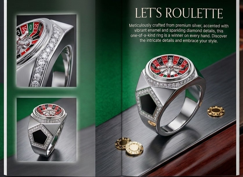 Sterling Silver Roulette Ring Cz Stone RG001