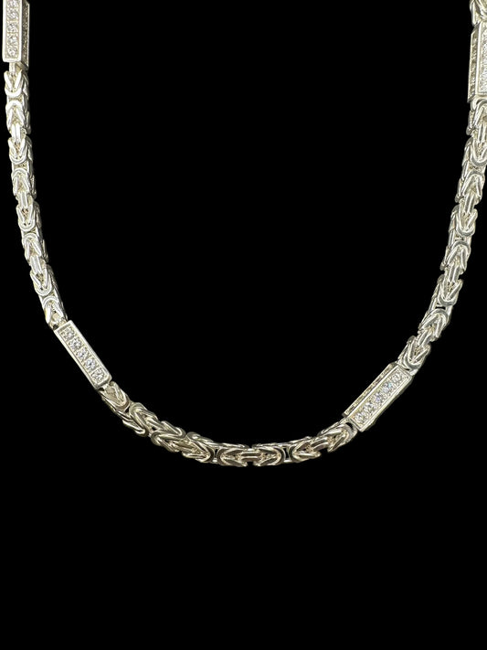 Sterling Silver 5 mm King Chain With CZ Stone CHN3356