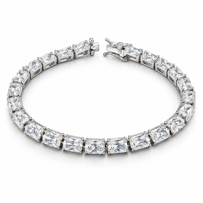 Sterling Silver 7" Emerald Cut 6.5x4.5 CZ Stone Bracelet BRCZ2607169