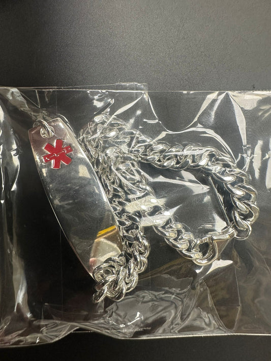 Sterling Silver Medical Id Bracelet BP001