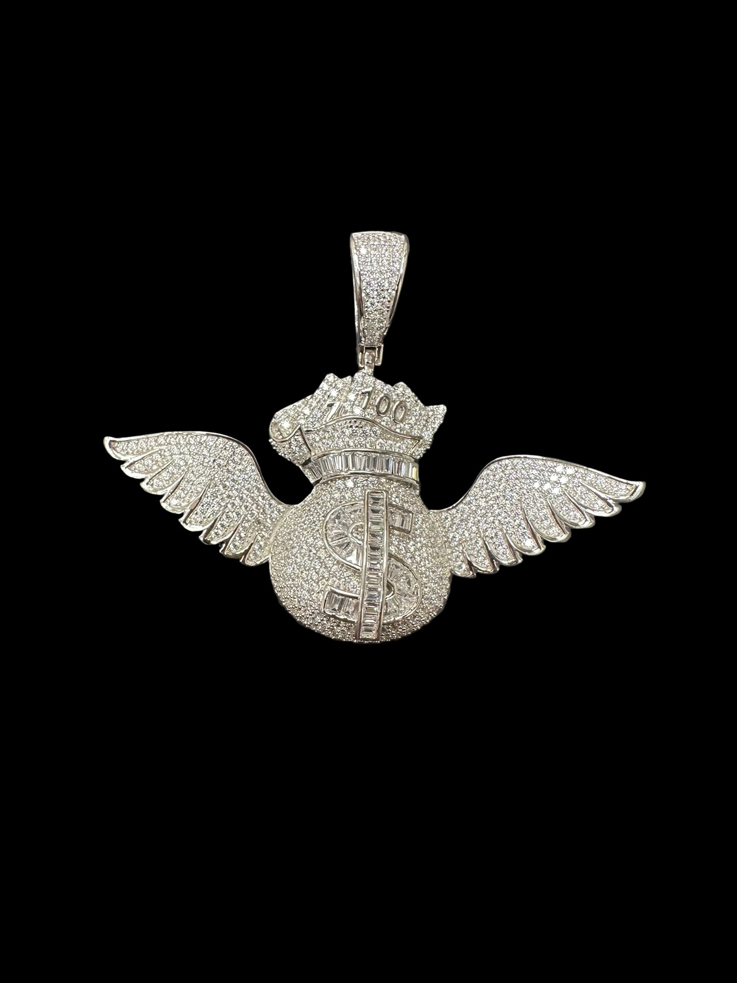 Sterling Silver Dolar Pendant CZ Stone MPCZ10042