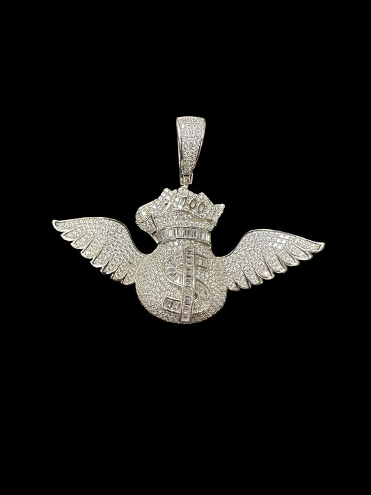 Sterling Silver Dolar Pendant CZ Stone MPCZ10042