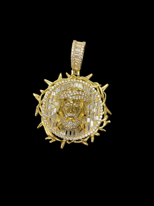 Sterling Silver Jesus Pendant CZ Stone MPCZ10051