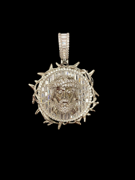 Sterling Silver Jesus Pendant CZ Stone MPCZ10051