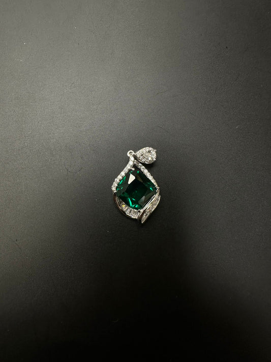 Sterling Silver Pendant Emerald Stone MPCZ10076EMR