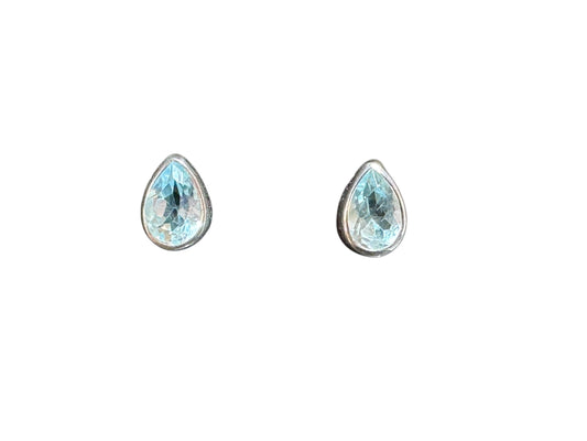 Sterling Silver Stud Earring Blue Topaz MPCZ3321