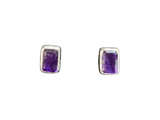 Sterling Silver Stud Earring Amethyst Stone MPCZ3336
