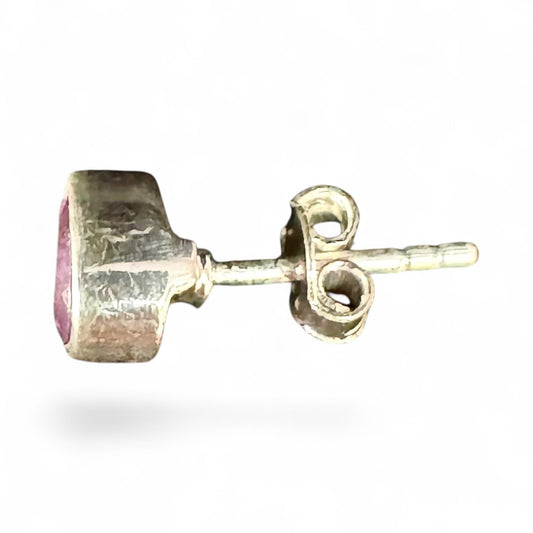 Sterling Silver Stud Earring Round Amethyst Stone MPCZ3337