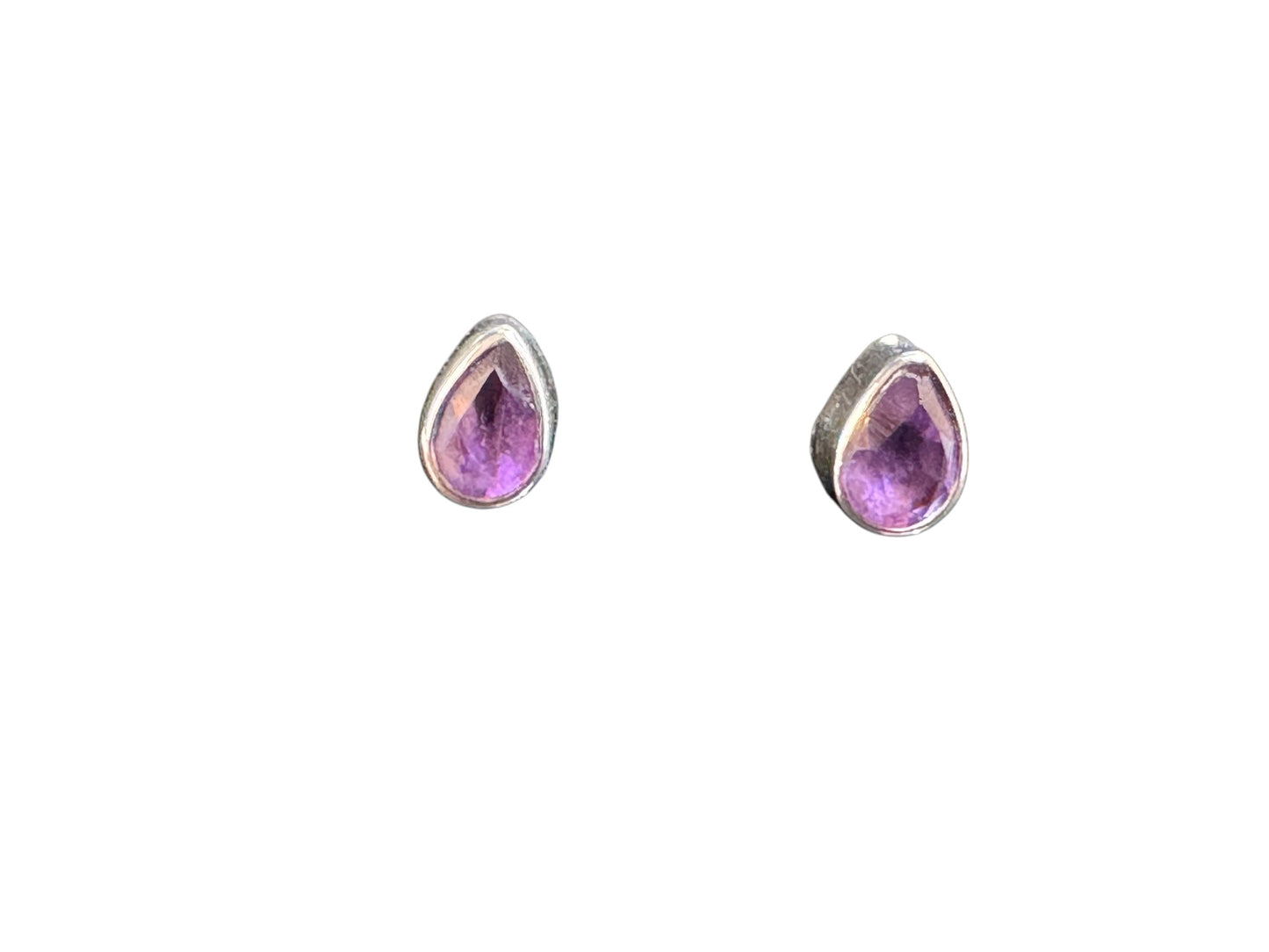 Sterling Silver Stud Earring Round Amethyst Stone MPCZ3337